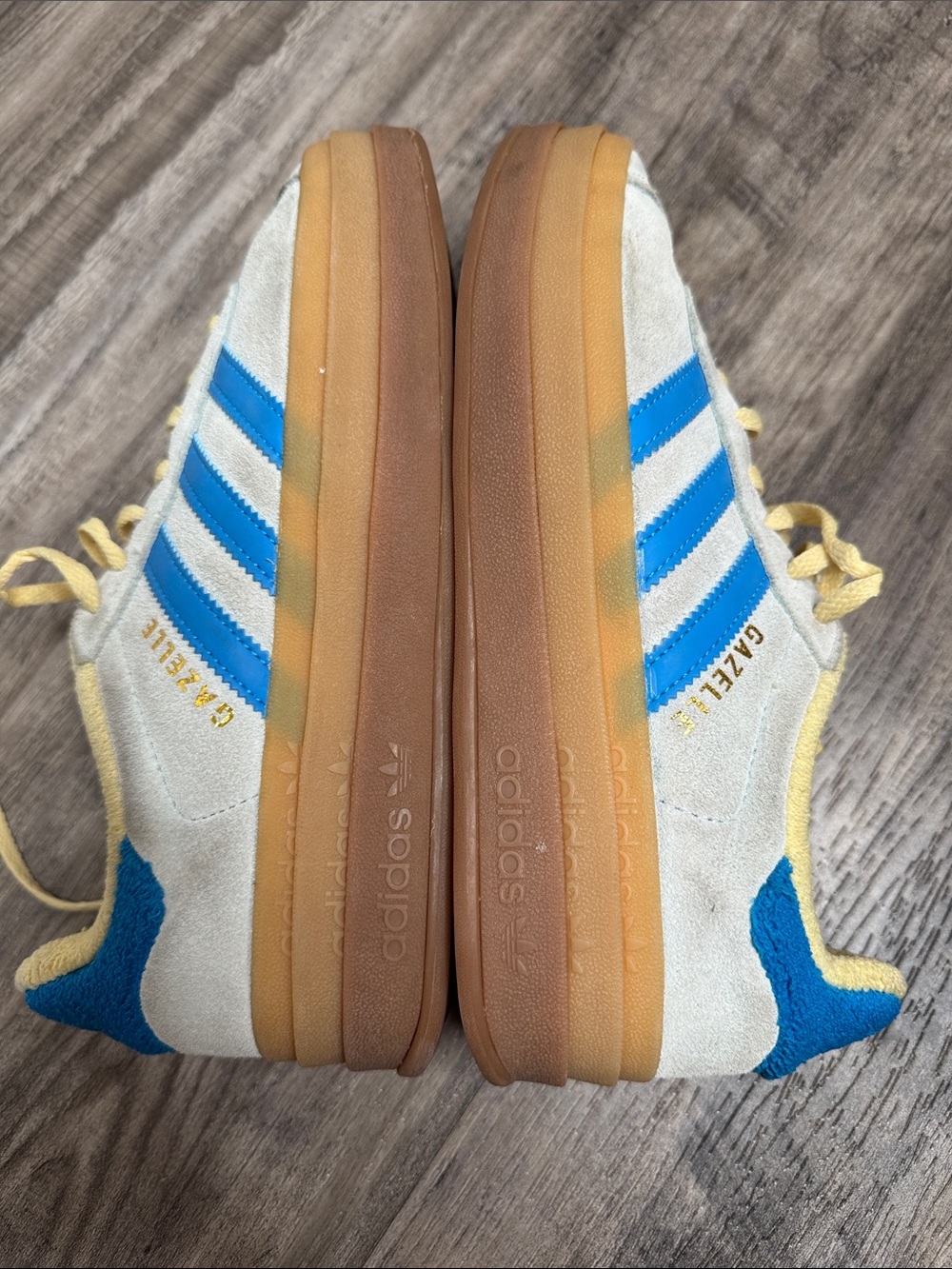 Adidas Gazelle Bold Sneakers Almost Blue Yellow Size 7 - Picture 4 of 10